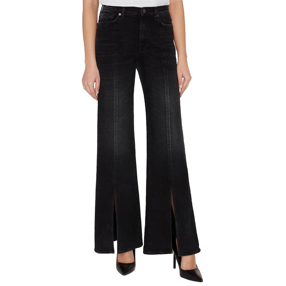 Black Modern Front Slit Stretch Jeans main product photo