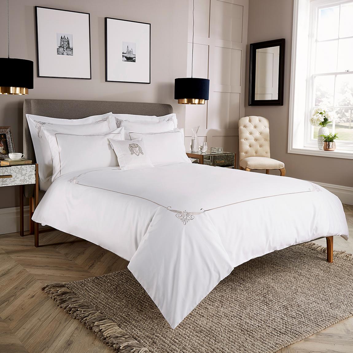 600TC Corner Motif Superking Duvet Cover, Grey main product photo