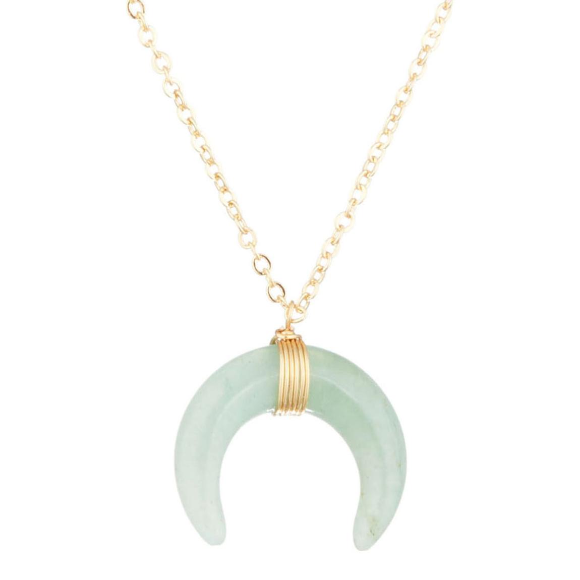 Green Aventurine/ Gold Horn Necklace main product photo