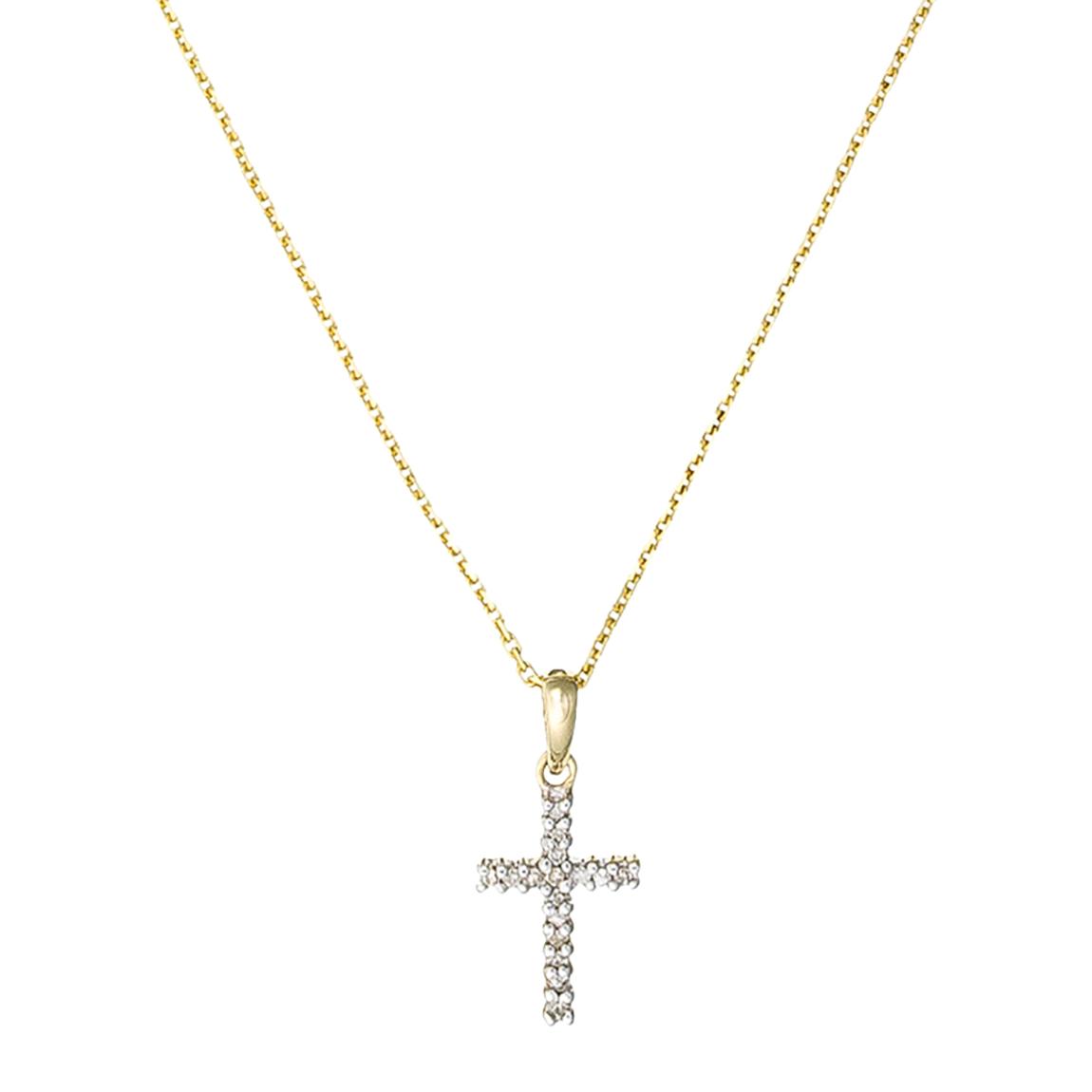 Gold Cross Of Happiness Diamond Pendant Necklace main product photo