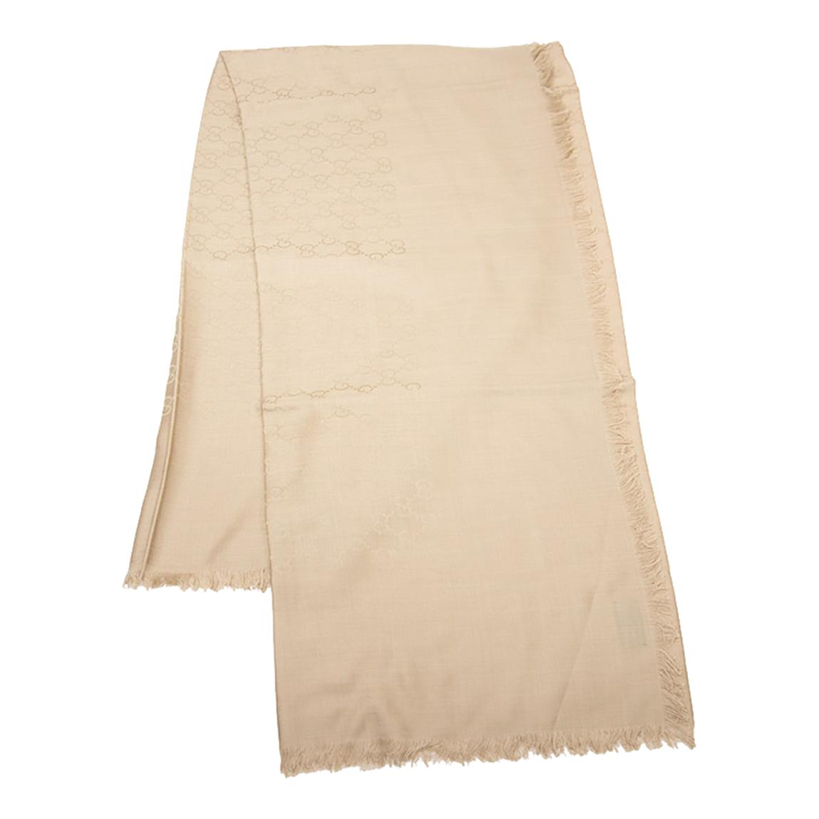 Women's Beige Gucci Wool Jaquard GG Scarf main product photo