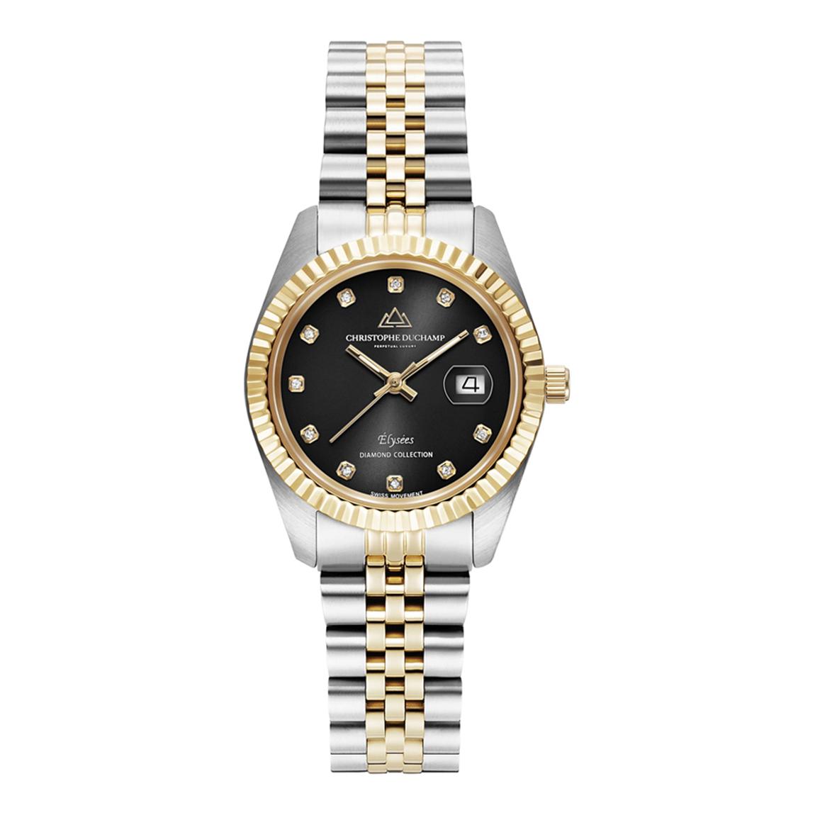 Women's Silver & Black Elysees Watch main product photo