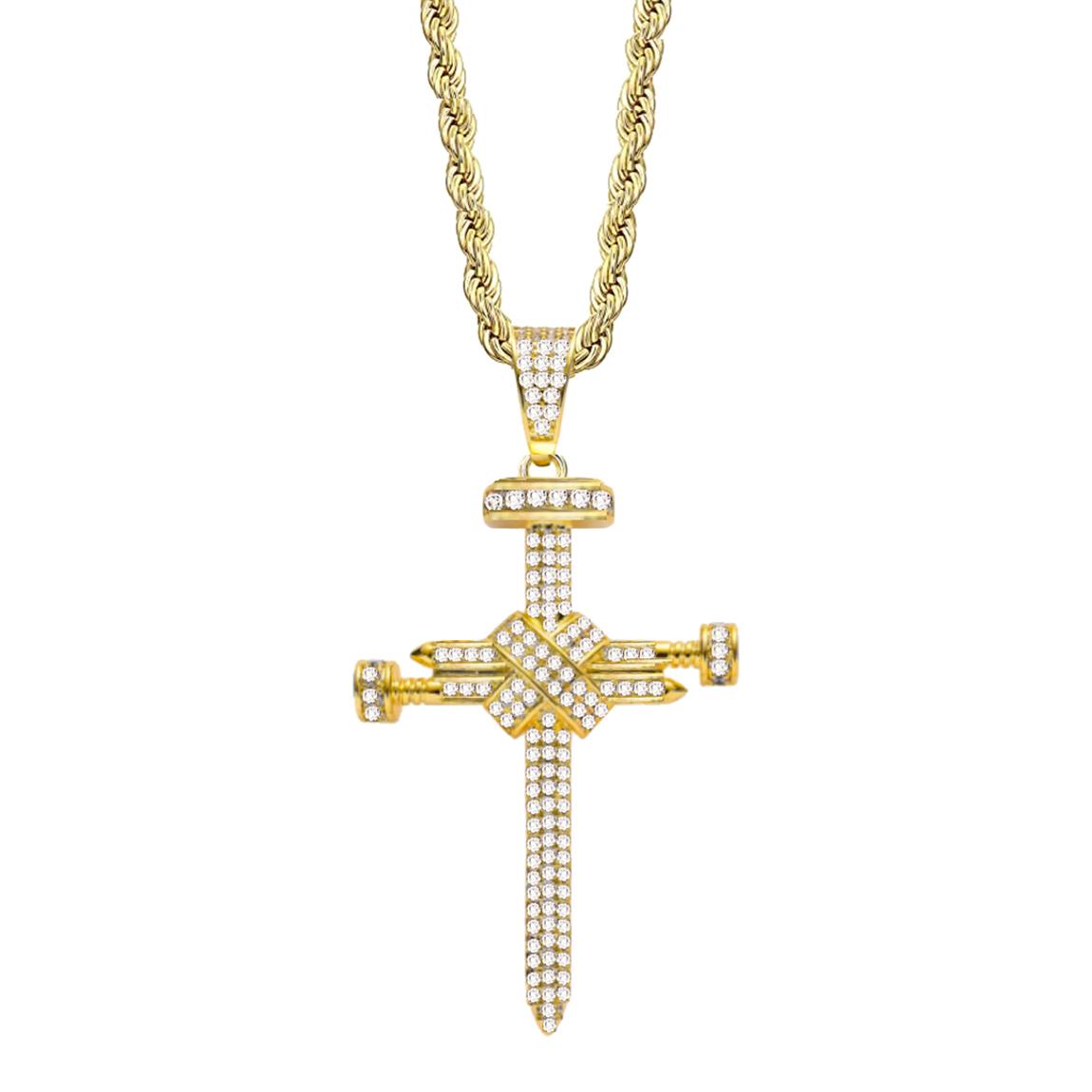 18K Gold Cz Cross Necklace main product photo