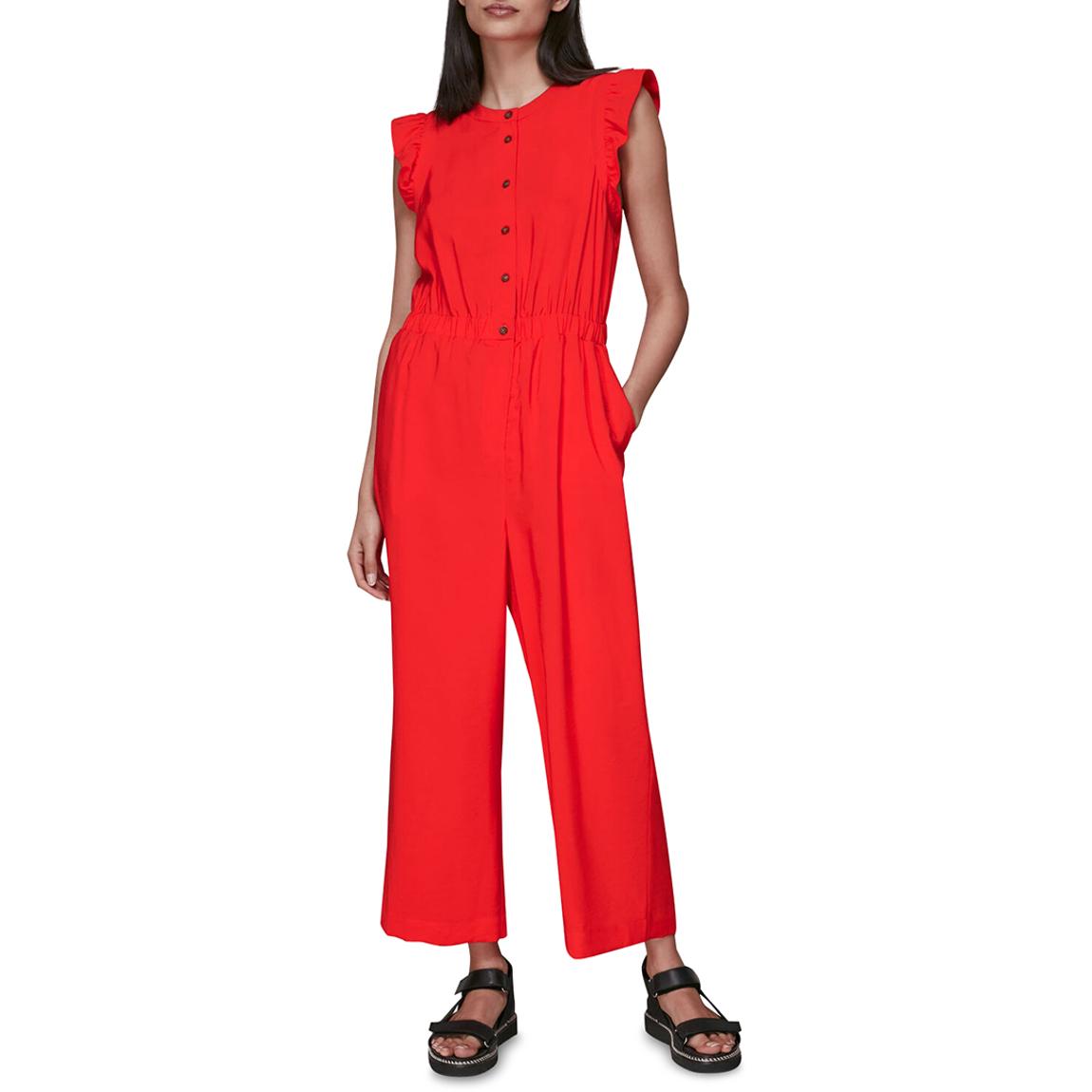 Red Frill Sleeve Button Jumpsuit main product photo