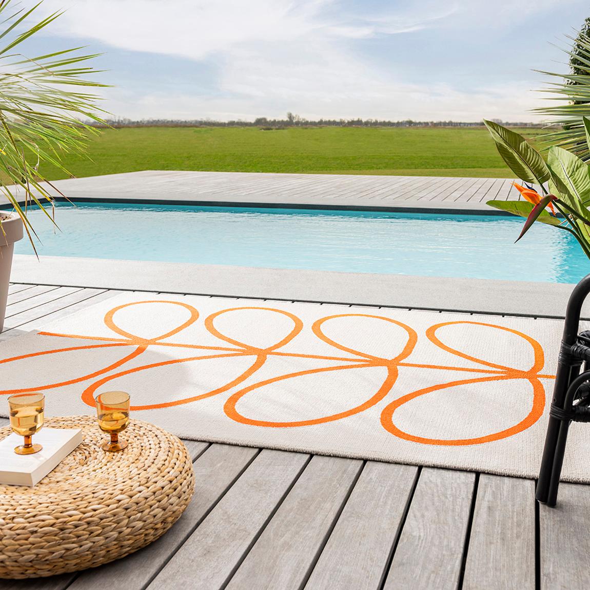 Giant Linear Stem 140x200cm Outdoor Rug, Persimmon/Grey main product photo