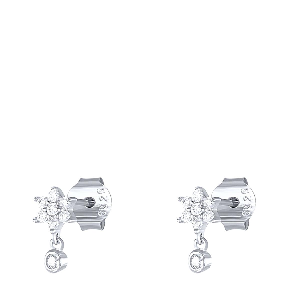 White & Silver Daisy Hanging Earrings main product photo