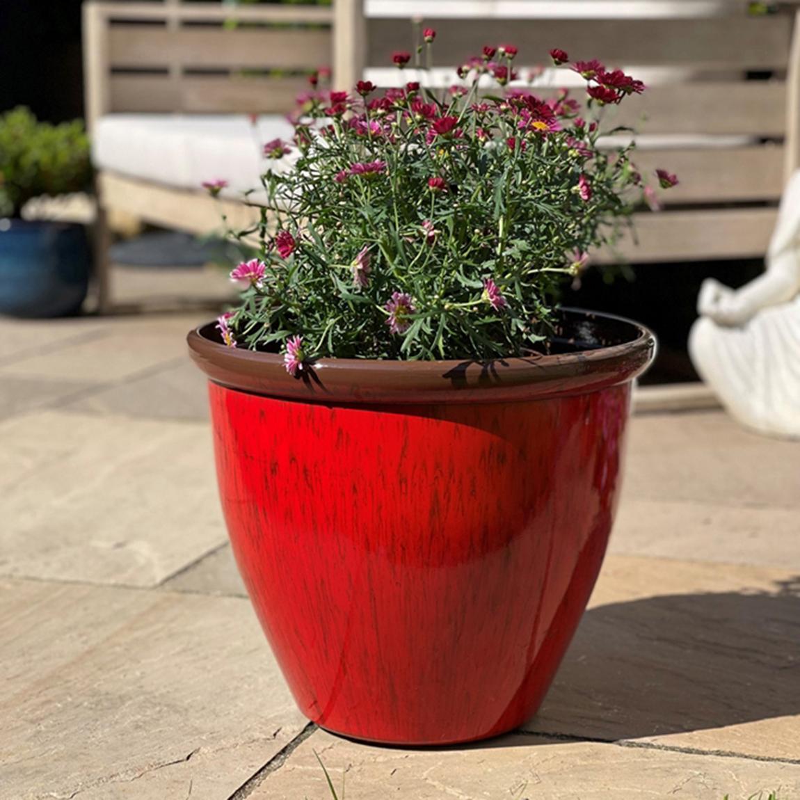 48cm Running Glaze Planter - Red main product photo