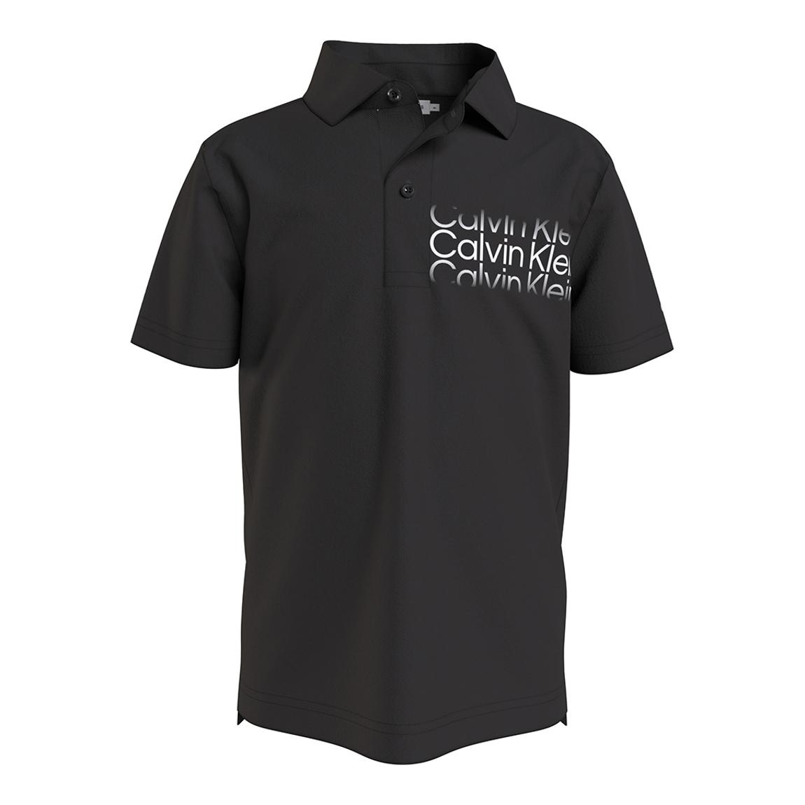 Boy's Black Faded Logo Cotton Blend Polo Shirt main product photo