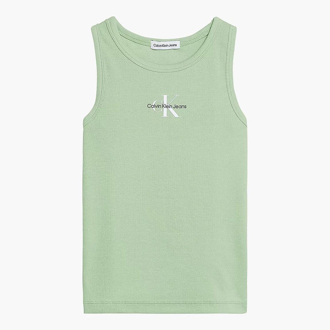 Girl's Green Ribbed Cotton Blend Vest main product photo
