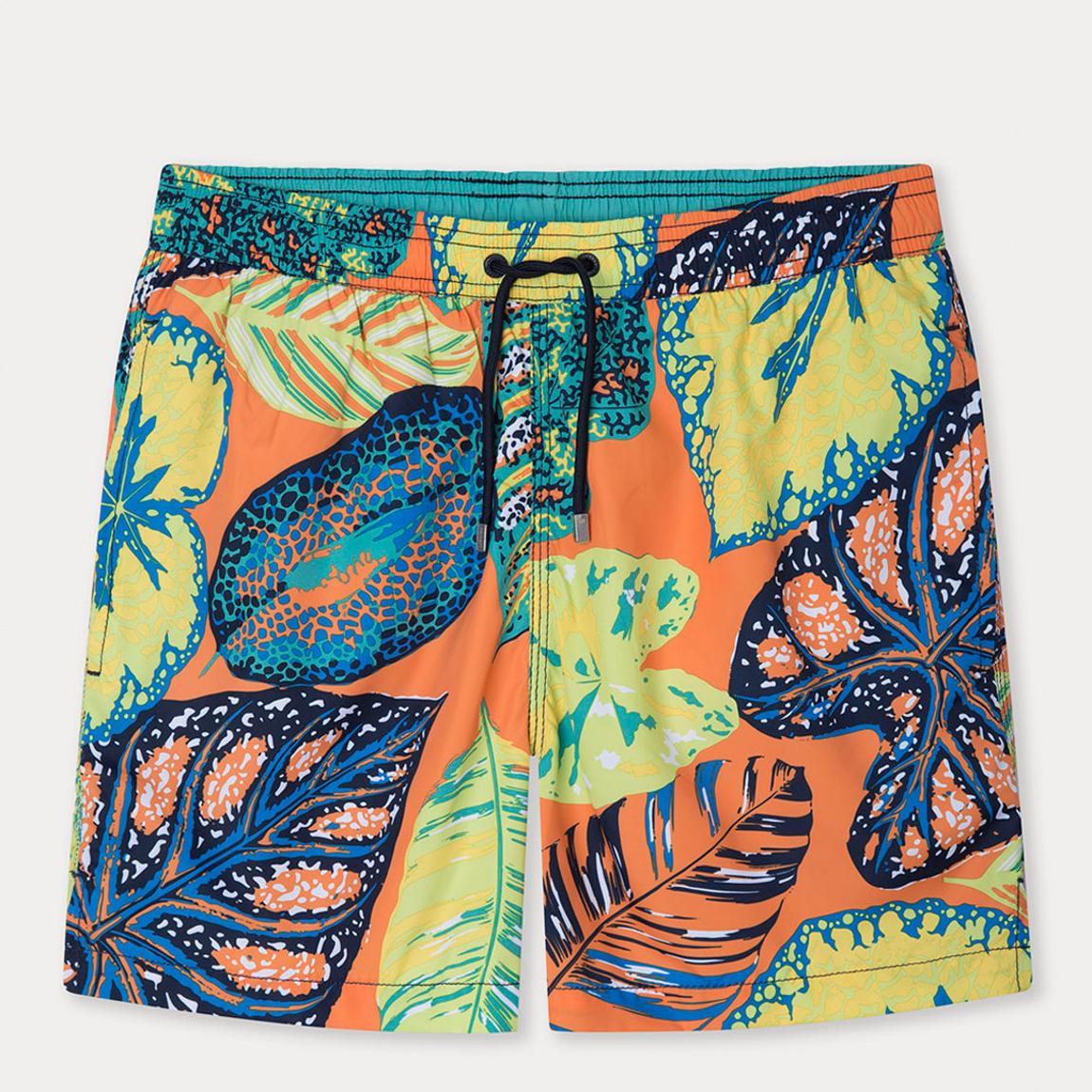 Orange Leaf Print Swim Shorts main product photo