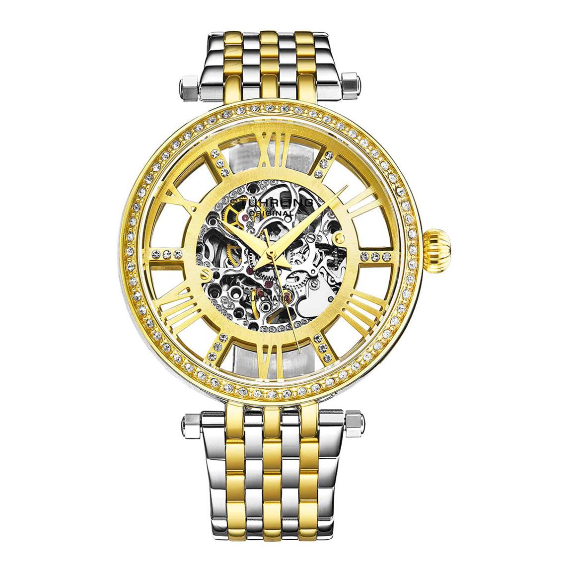 Women's Silver/Gold Tone Crystal Studded Automatic Bracelet Watch main product photo