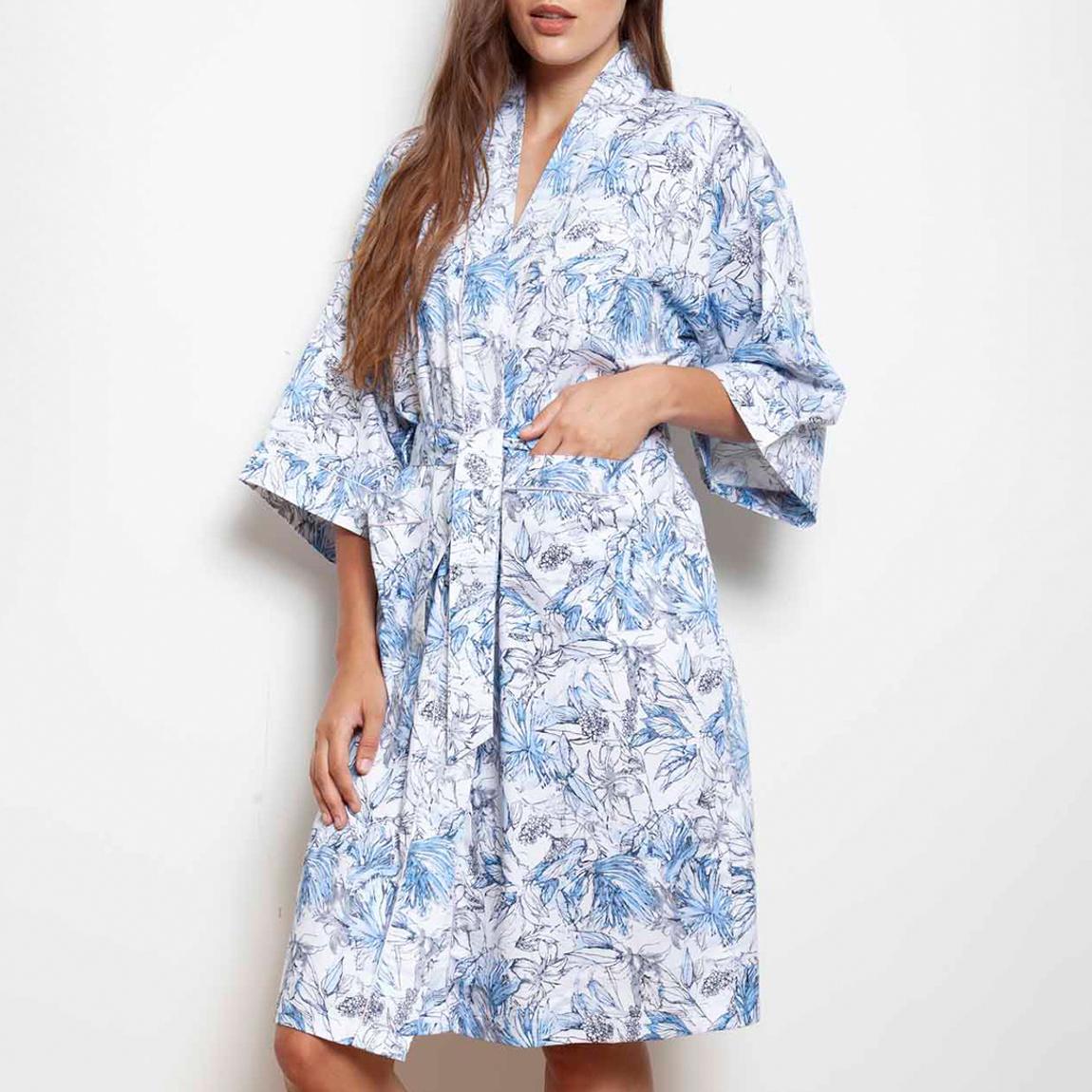 Multi Super Soft Cotton Sateen Leafy Flora Kimono Wrap main product photo