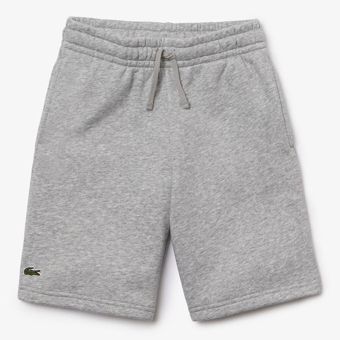 Kid Boy's Grey Embroidered Cotton Blend Logo Shorts main product photo