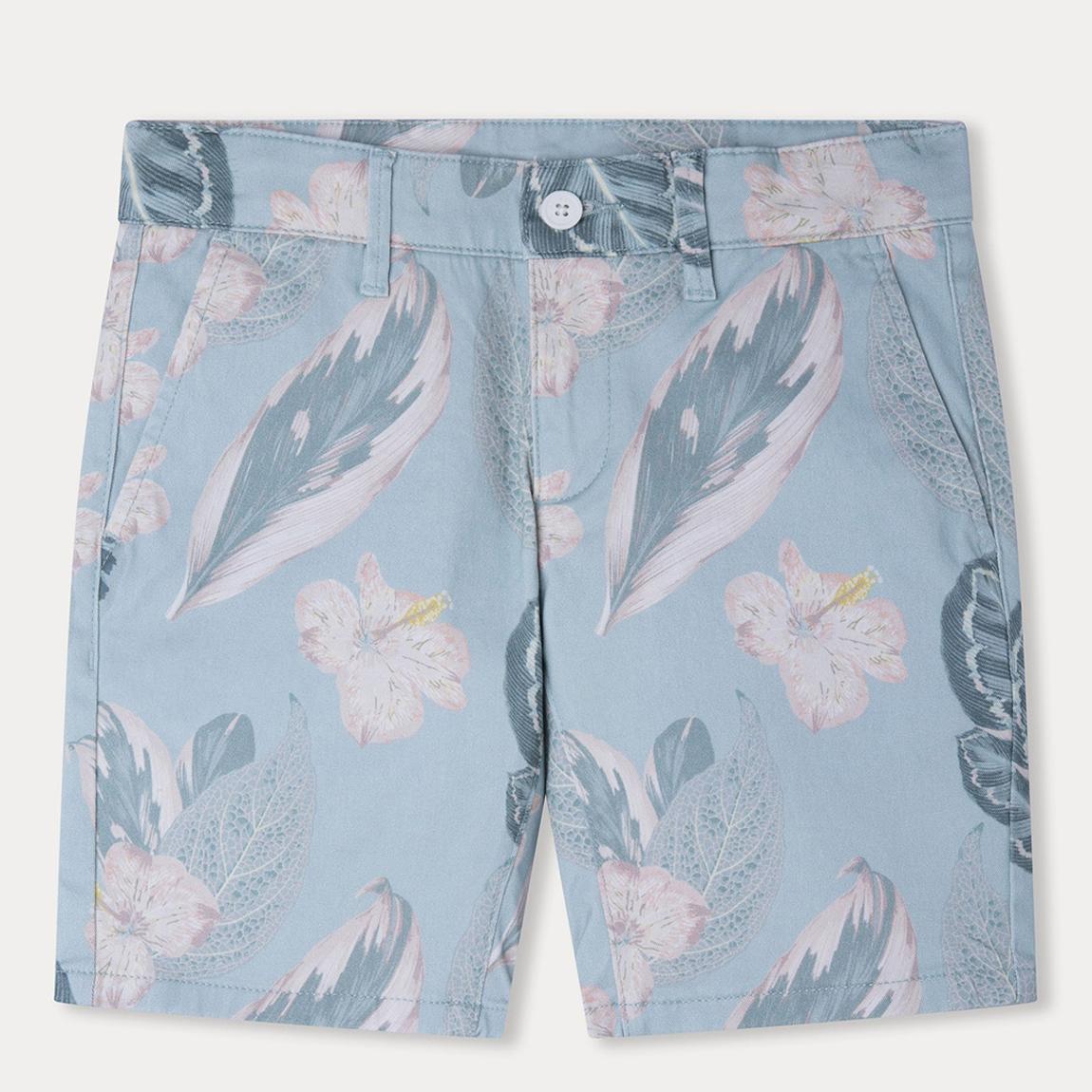 Boys Blue Floral Cotton Blend Shorts main product photo