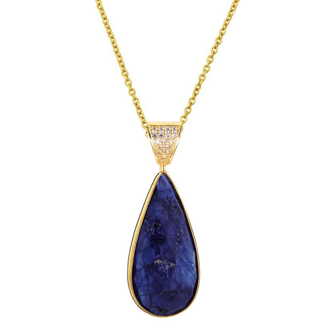 18K Gold Cz & Sapphire Tear Drop Necklace main product photo