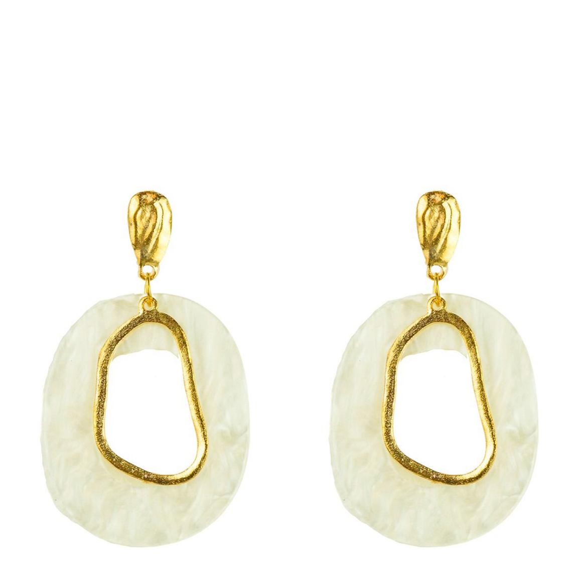 18K Gold White Shell Earrings main product photo