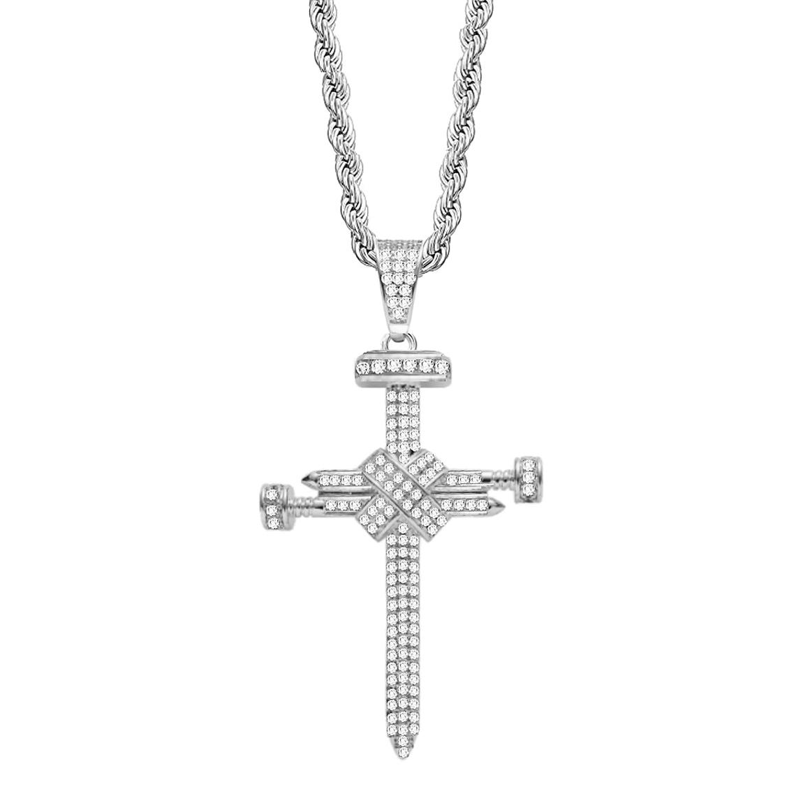 Silver Cross Embellished Necklace main product photo