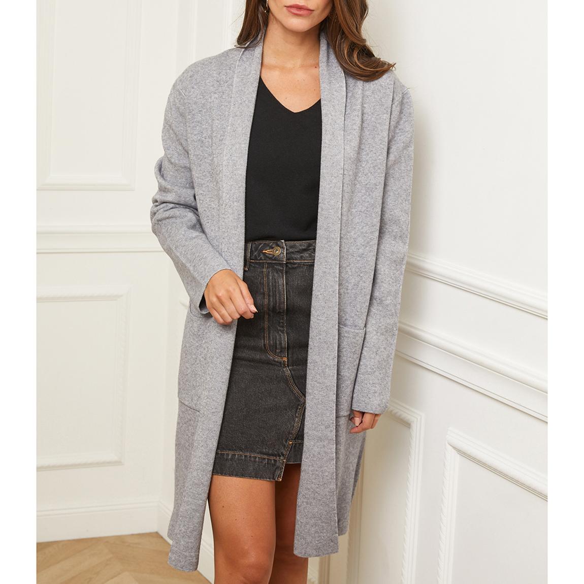 Grey Longline Cashmere Blend Cardigan main product photo