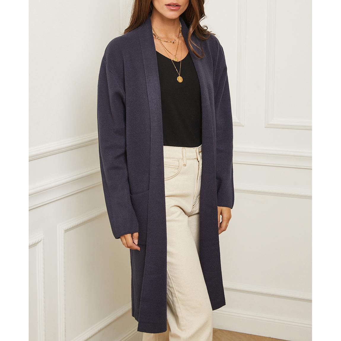 Navy Longline Cashmere Blend Cardigan main product photo