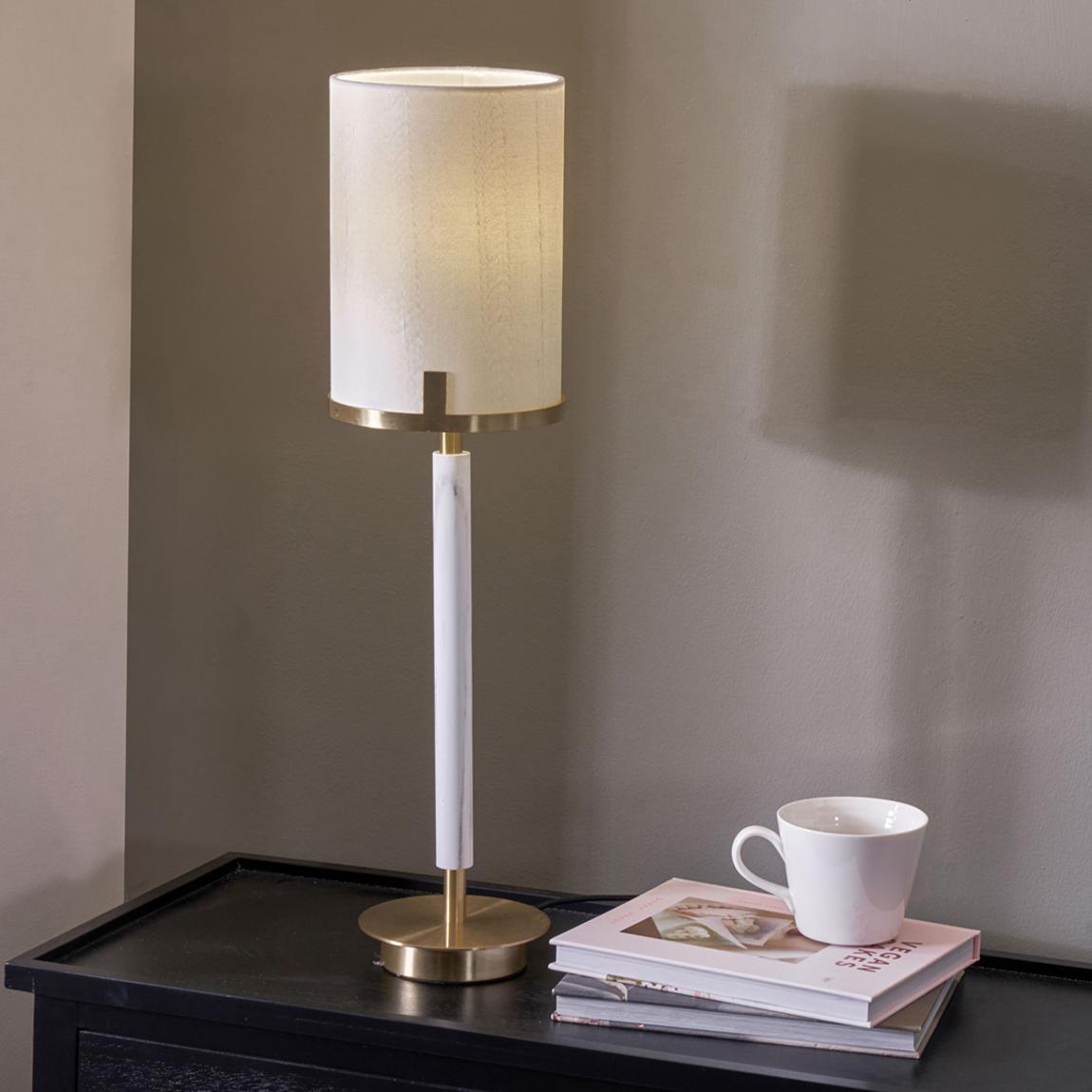 Midland Champagne Gold Metal and Marble Effect Table Lamp main product photo