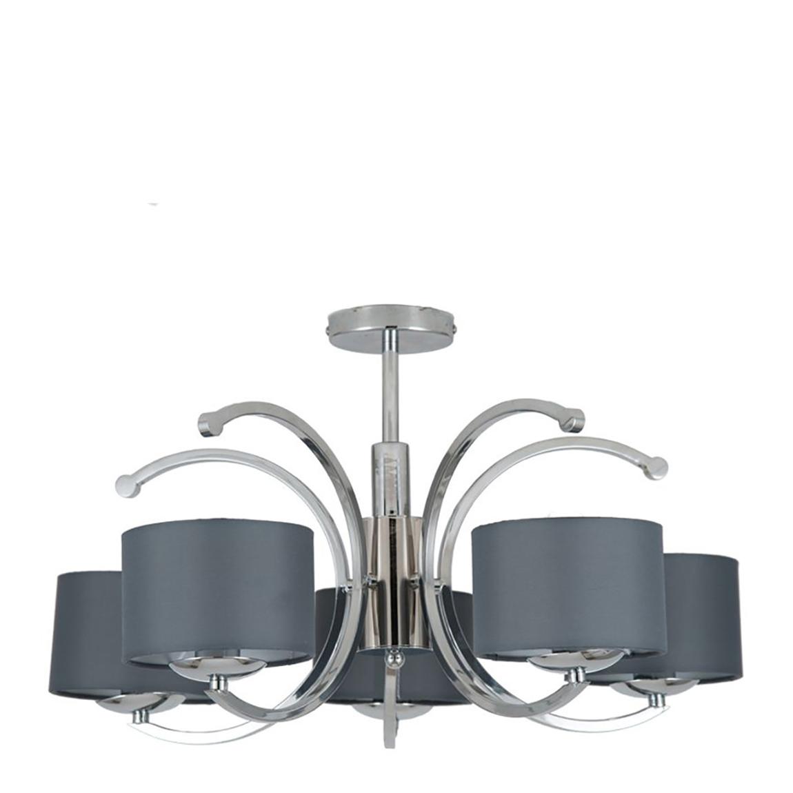 Arcadia Silver Metal Five Curved Arm Semi Flush Pendant main product photo