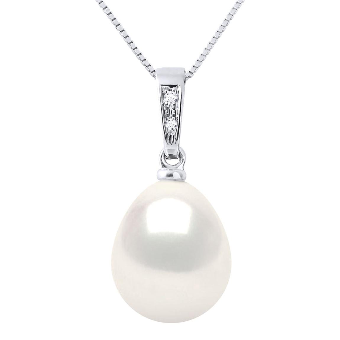 White Gold Real Cultured Pearl Diamond Pendant main product photo