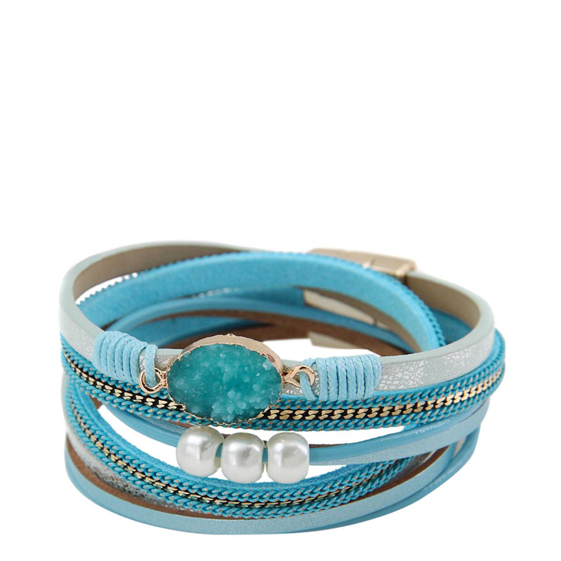 18K Gold Turquoise & Pearl Gemstone Bracelet main product photo