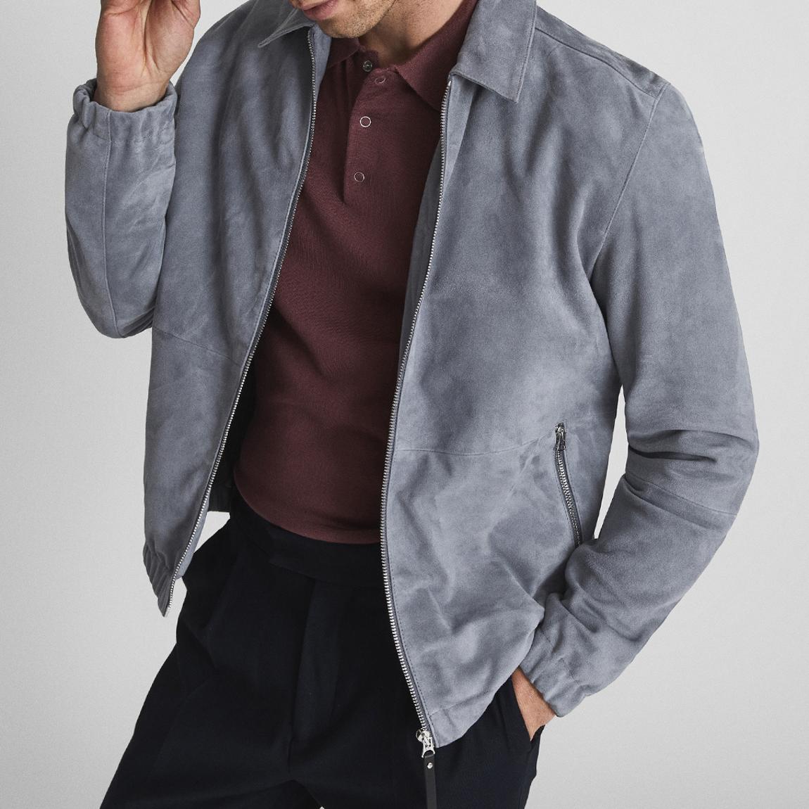 Blue Suede Zipped Jacket main product photo