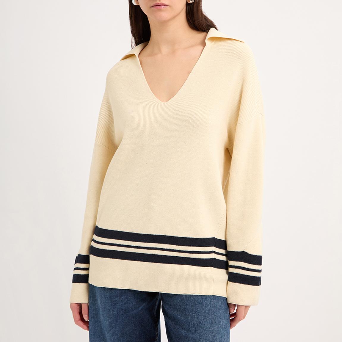 Ivory Stripe Amy Polo Cotton Jumper main product photo