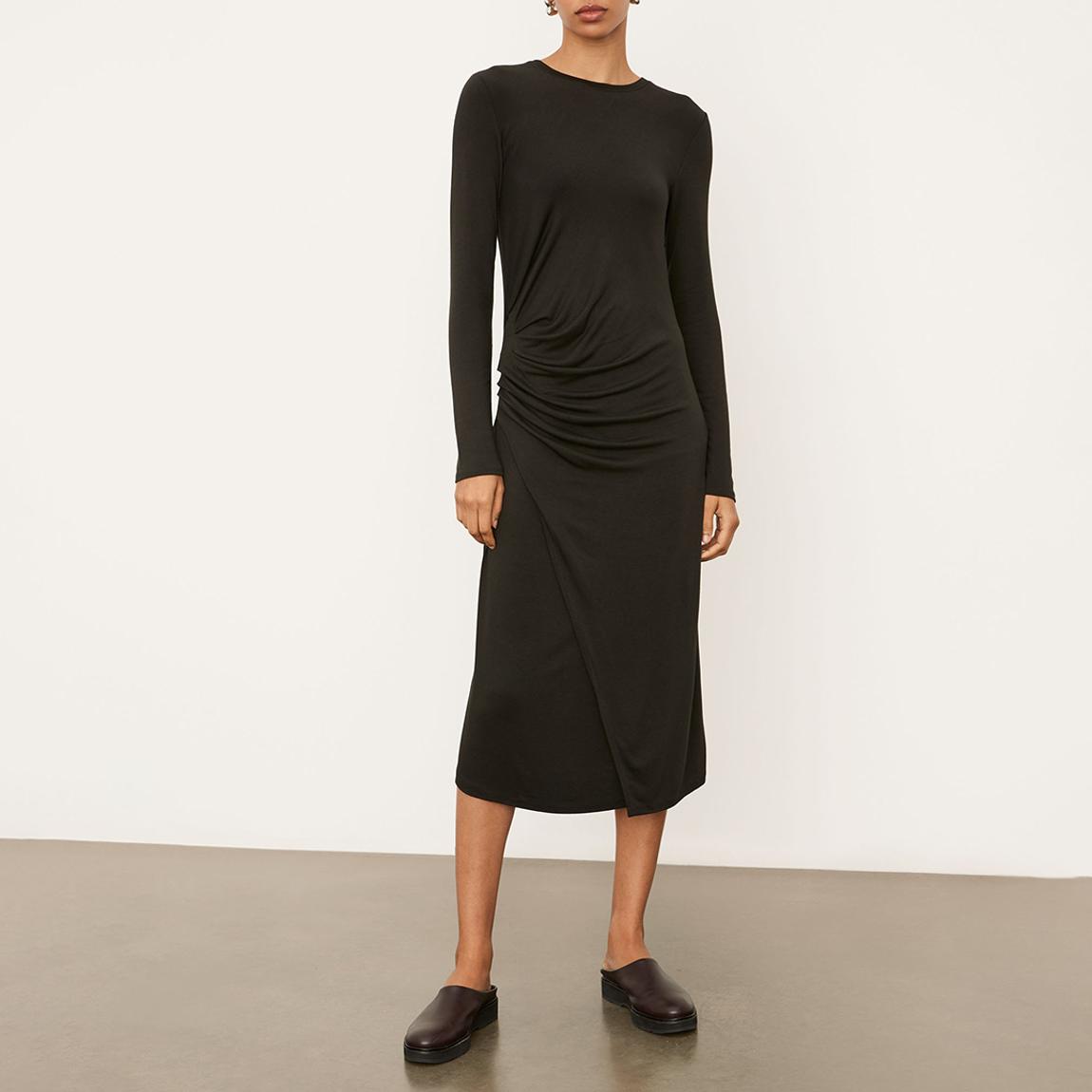 Black Gathered Midi Dress main product photo