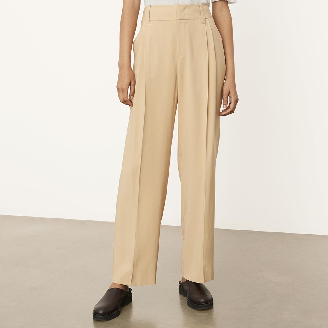 Beige High Waist Pleated Trousers main product photo