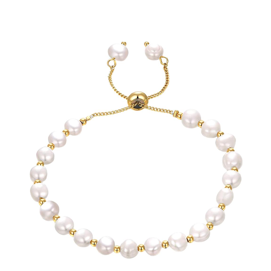 18K Gold Pearl Adjustable Bracelet main product photo