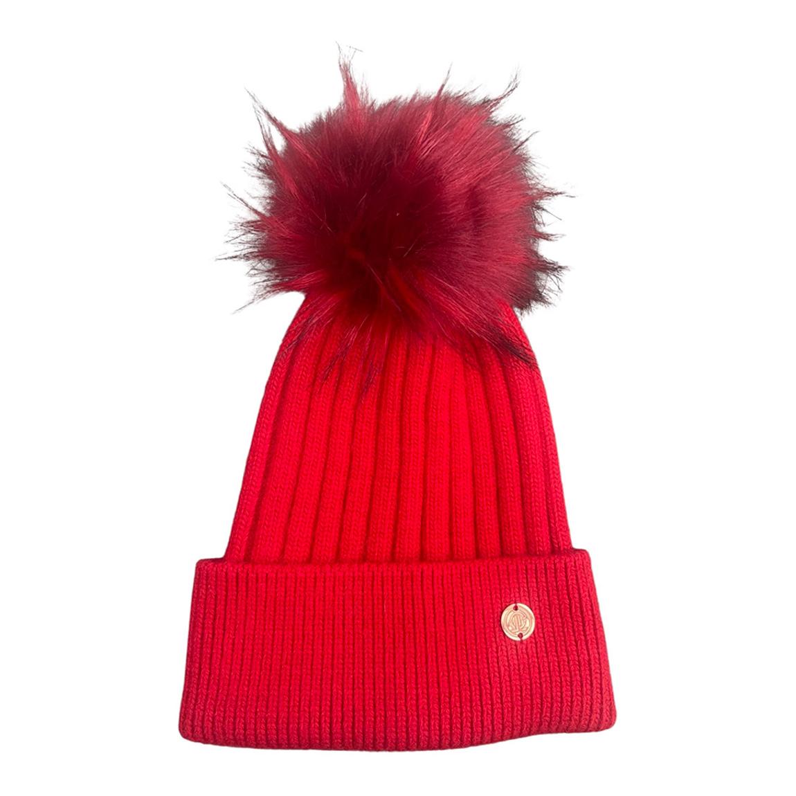 Kids All Red Cashmere Blend Single Pom Hat main product photo