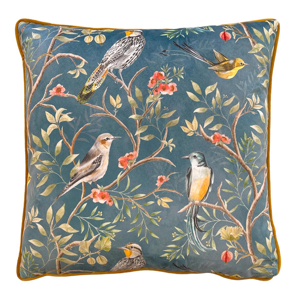 Orient Chinoiserie Birds 43x43cm Cushion, Slate Blue main product photo