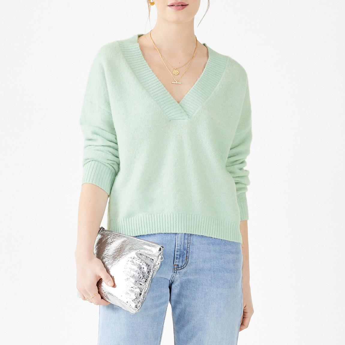 Light Green Fleur Cropped Wool Blend Jumper main product photo