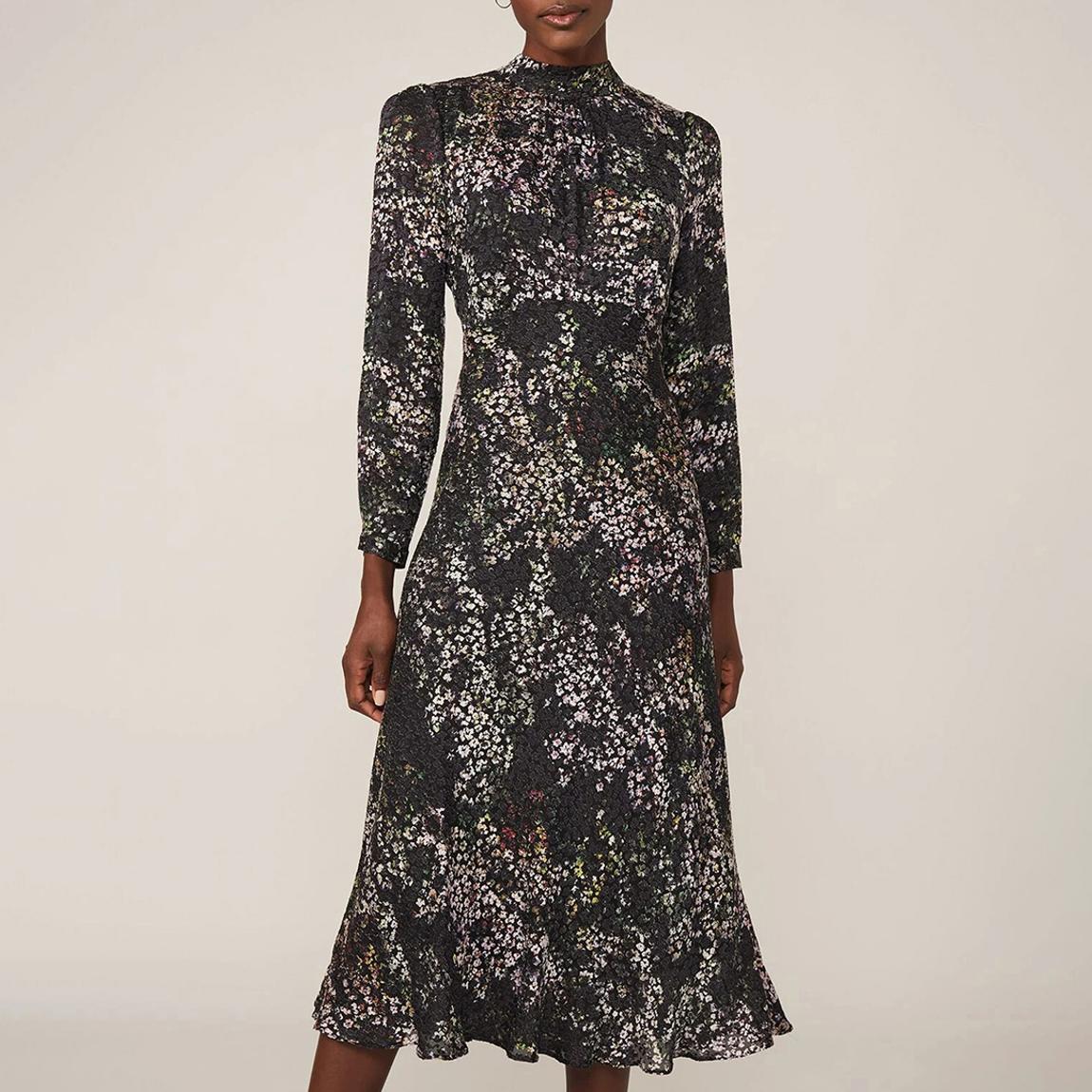 Black Elinore Printed Burnout Dress main product photo