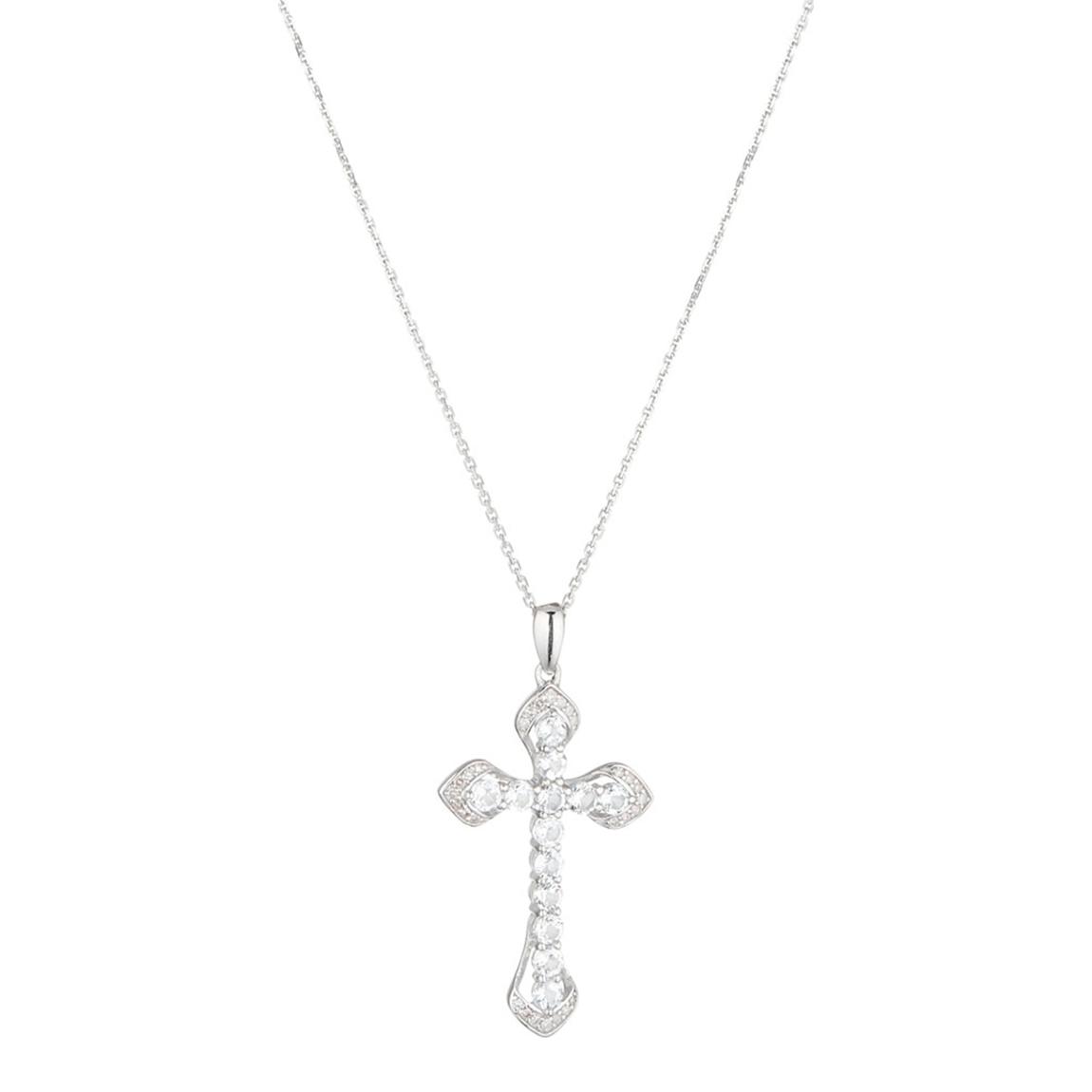 Silver Cross Blue Topaz Cross Necklace main product photo