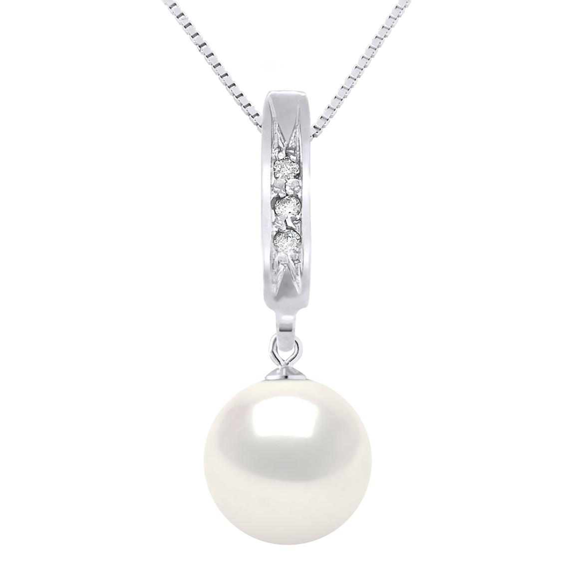 White Gold And Diamond Real Cultured Pearl Necklace main product photo
