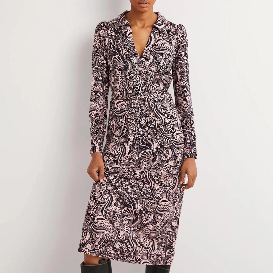 Pink Jersey Midi Shirt Dress main product photo