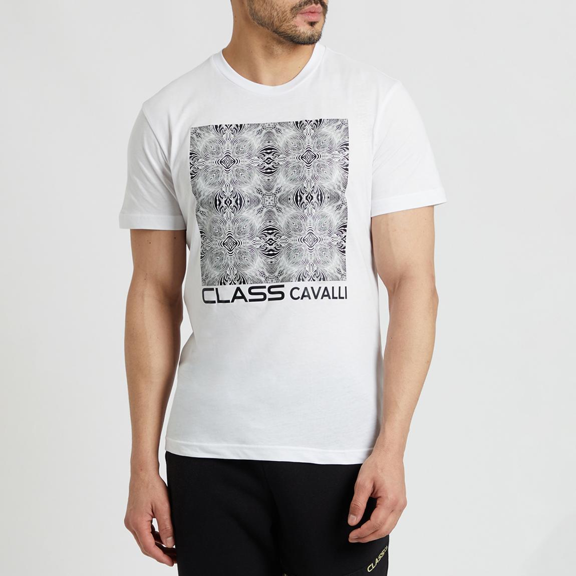 White Geometric Square Logo Cotton T-Shirt main product photo