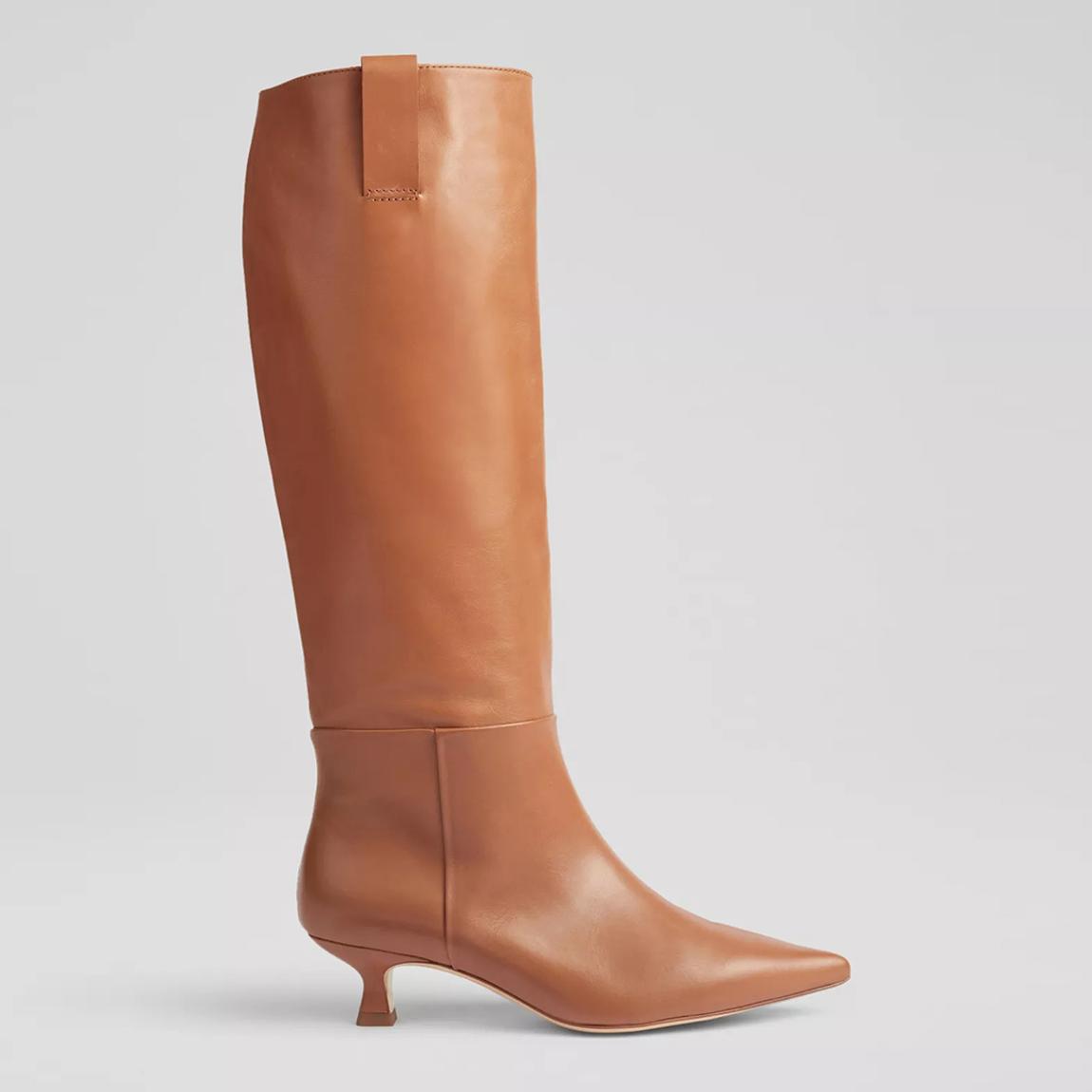 Tan Eden Leather Western Style Knee-High Boots main product photo