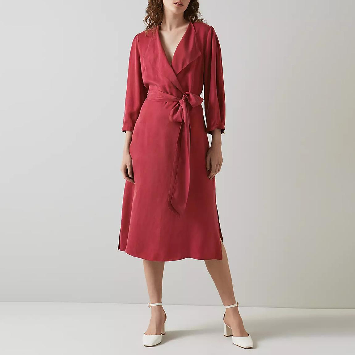 Burgundy Iris Belted Dress main product photo