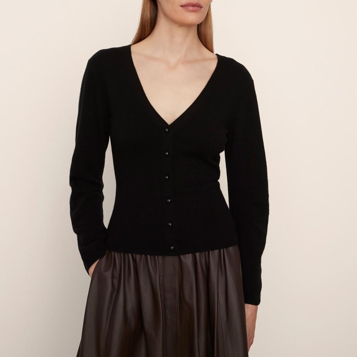 Black V-Neck Cashmere Blend Cardigan main product photo