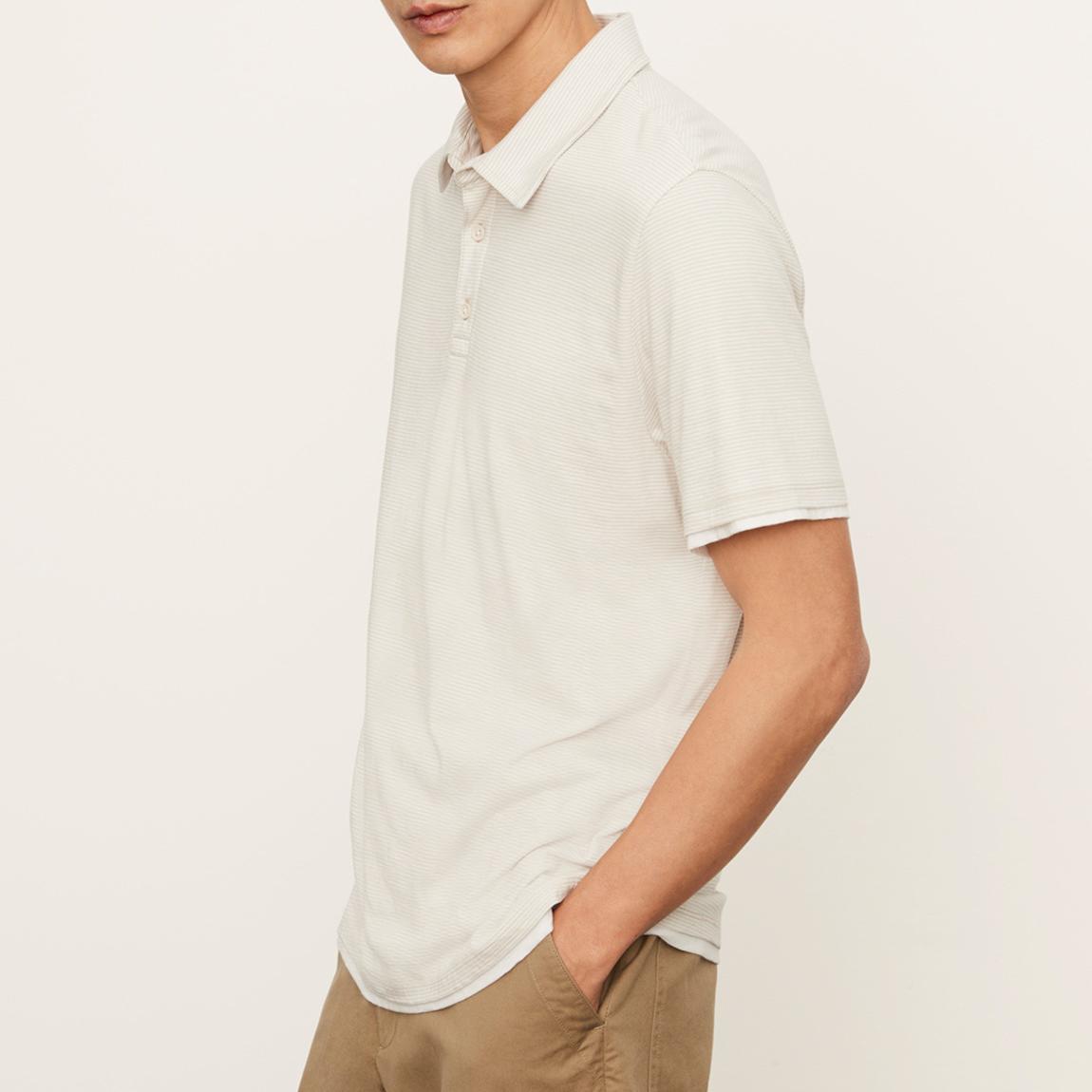 Off White Stripe Cotton Polo Top main product photo