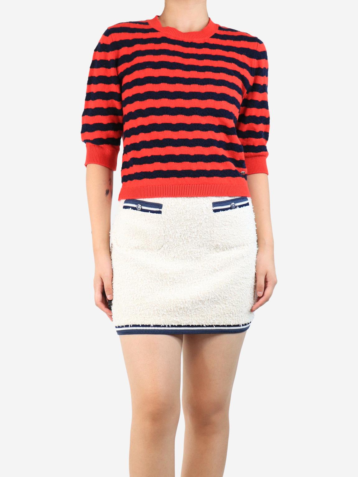 Red cashmere striped jumper main product photo