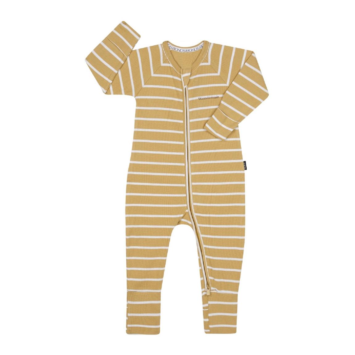 Mustard Baby Stripe Sleepsuit main product photo