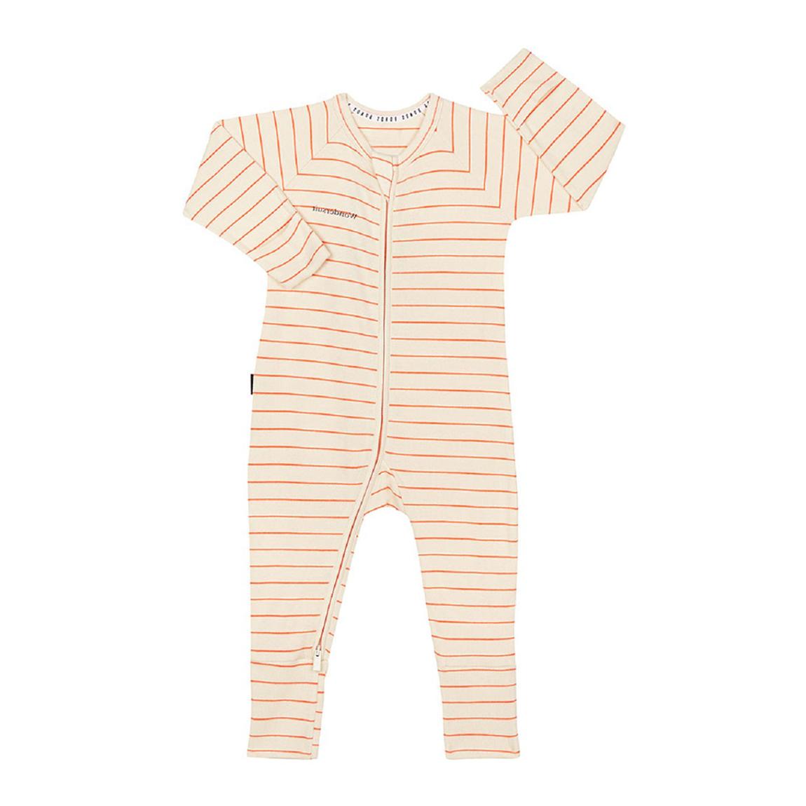 White/Orange Ribbies Zip Romper main product photo