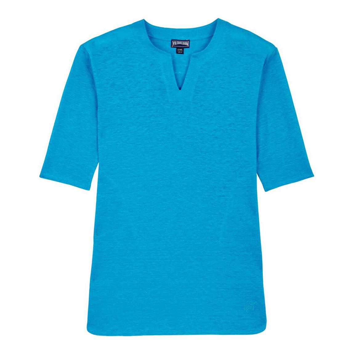 Girls Blue Solid Linen Cover Up main product photo