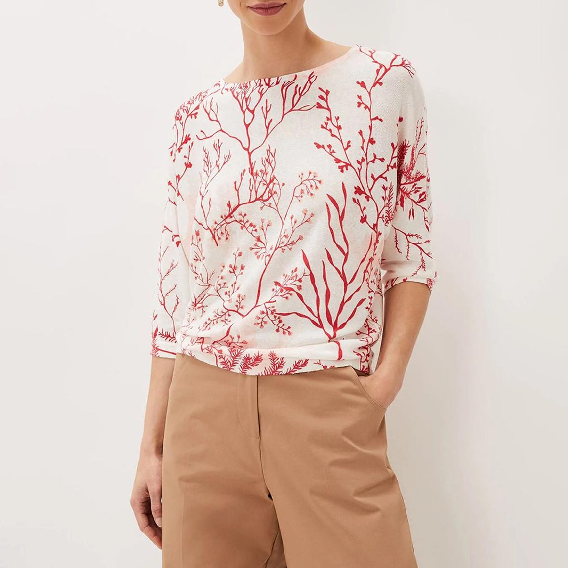 Eleanor Coral Print Knit main product photo