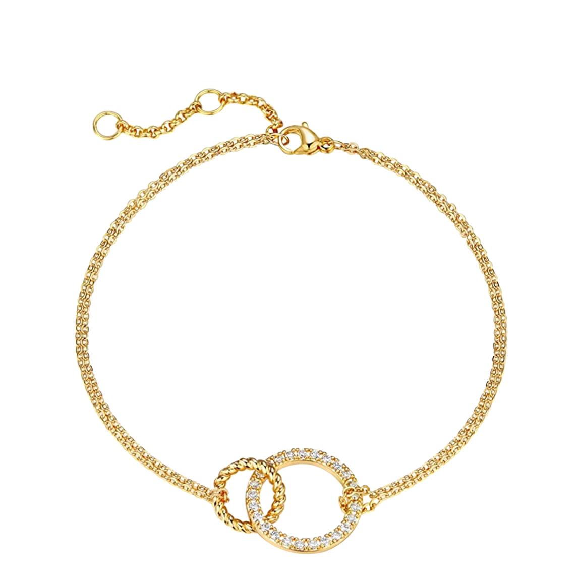 18K Gold Cz Double Ring Eternity Bracelet main product photo